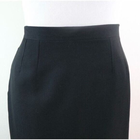 Vintage Worthington Size 16 Wool Blend Pencil Skirt Black High Waist Pockets - Picture 10 of 12